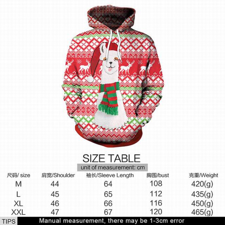 Christmas series Christmas deer full color printed adult loose wild hooded sweater M L XL XXL price for 2 pcs style 1