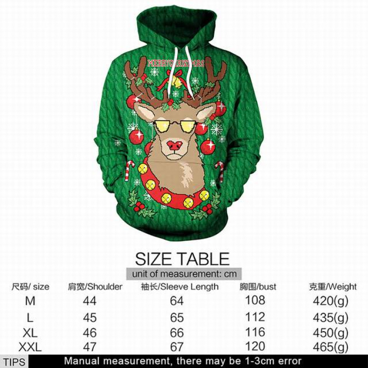 Christmas series Christmas deer full color printed adult loose wild hooded sweater M L XL XXL price for 2 pcs style 3