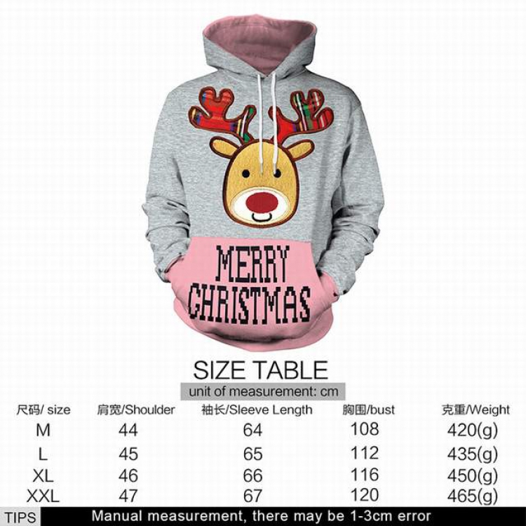 Christmas series Christmas deer full color printed adult loose wild hooded sweater M L XL XXL price for 2 pcs style 2