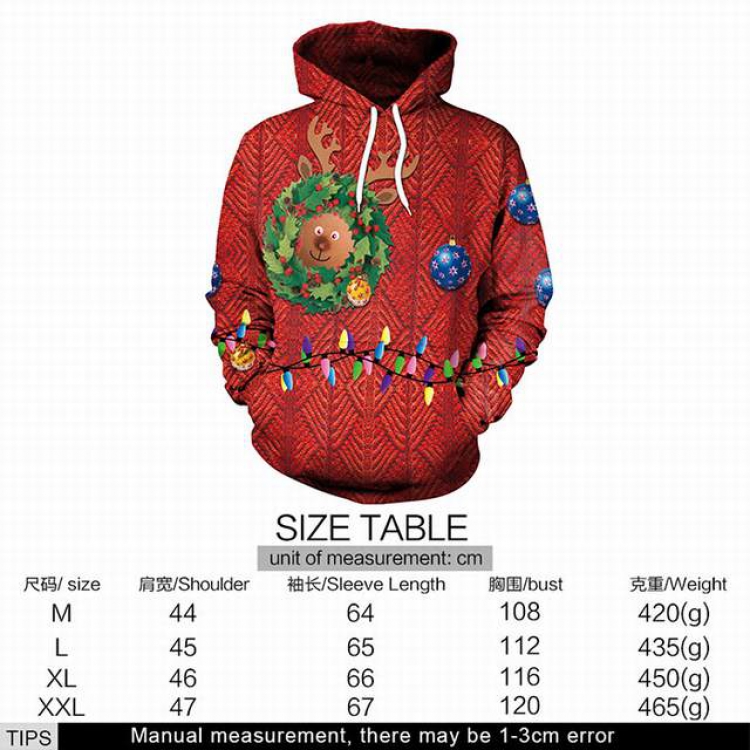 Christmas series Christmas deer full color printed adult loose wild hooded sweater M L XL XXL price for 2 pcs style 4