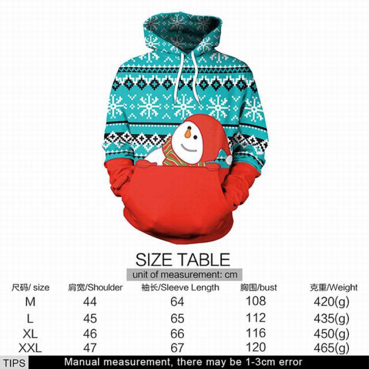 Christmas series Christmas snowman full color printed adult loose wild hooded sweater M L XL XXL price for 2 pcs