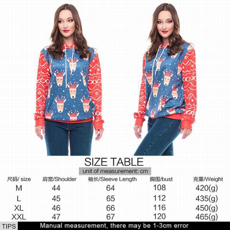 Christmas series Christmas deer full color printed adult loose wild hooded sweater M L XL XXL price for 2 pcs style 6