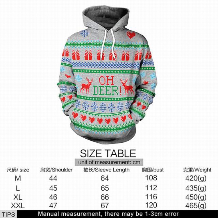 Christmas series Christmas deer full color printed adult loose wild hooded sweater M L XL XXL price for 2 pcs style 8