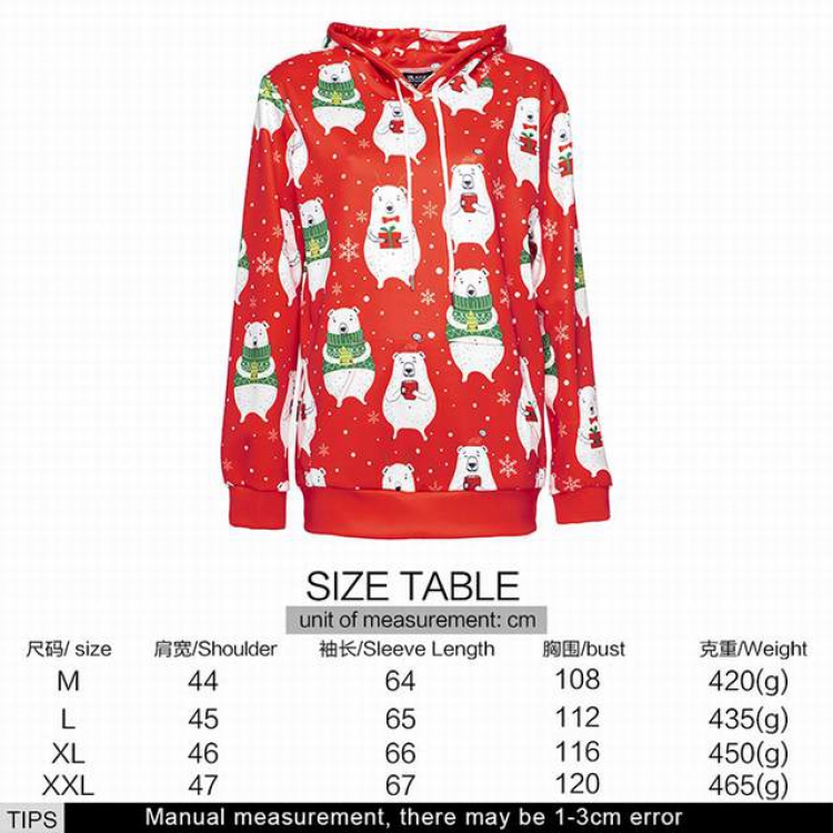 Christmas series full color printed adult loose wild hooded sweater M L XL XXL price for 2 pcs style B