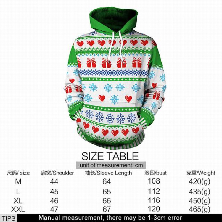 Christmas series full color printed adult loose wild hooded sweater M L XL XXL price for 2 pcs style D