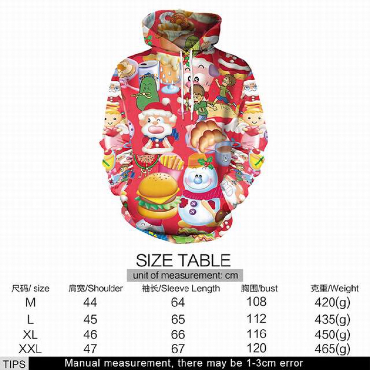 Christmas series full color printed adult loose wild hooded sweater M L XL XXL price for 2 pcs style F