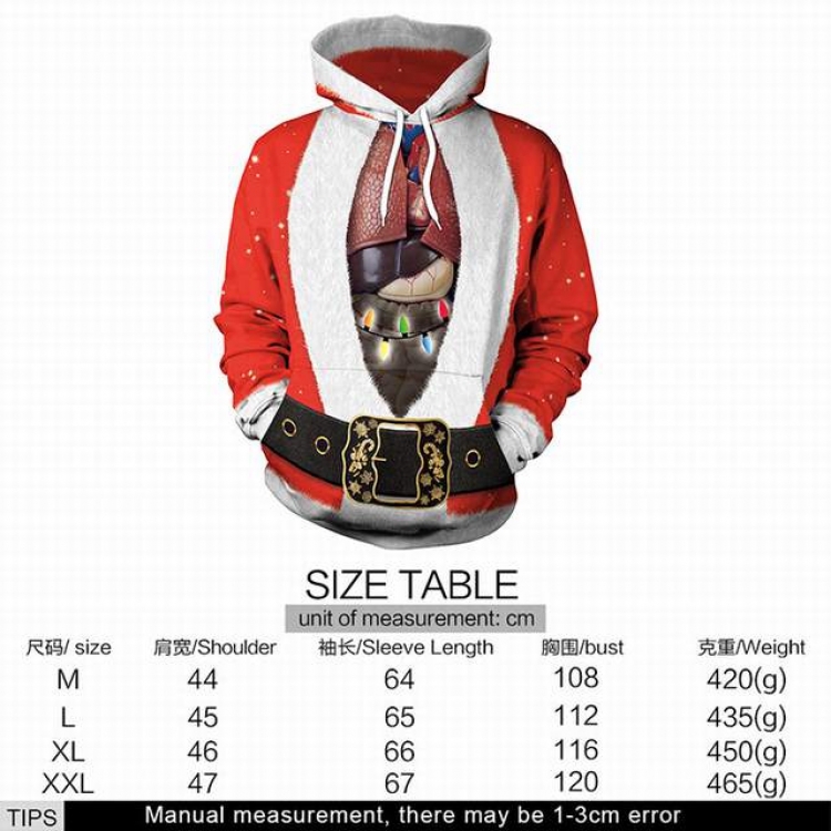 Christmas series full color printed adult loose wild hooded sweater M L XL XXL price for 2 pcs style K