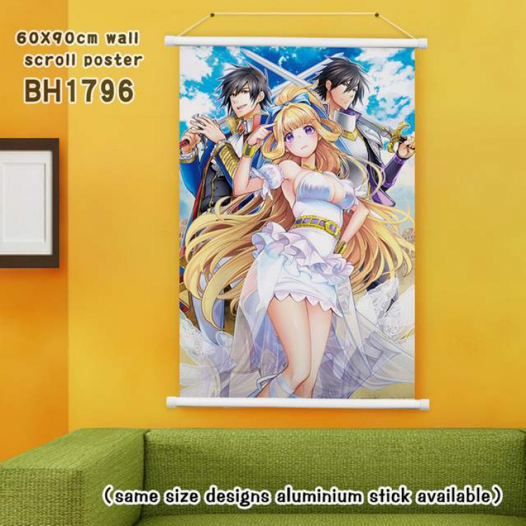 The Hero Is Overpowered but Overly Cautious  White Plastic rod Cloth painting Wall Scroll 60X90CM BH1796 