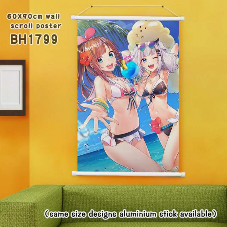 YouTuber White Plastic rod Cloth painting Wall Scroll 60X90CM BH1799