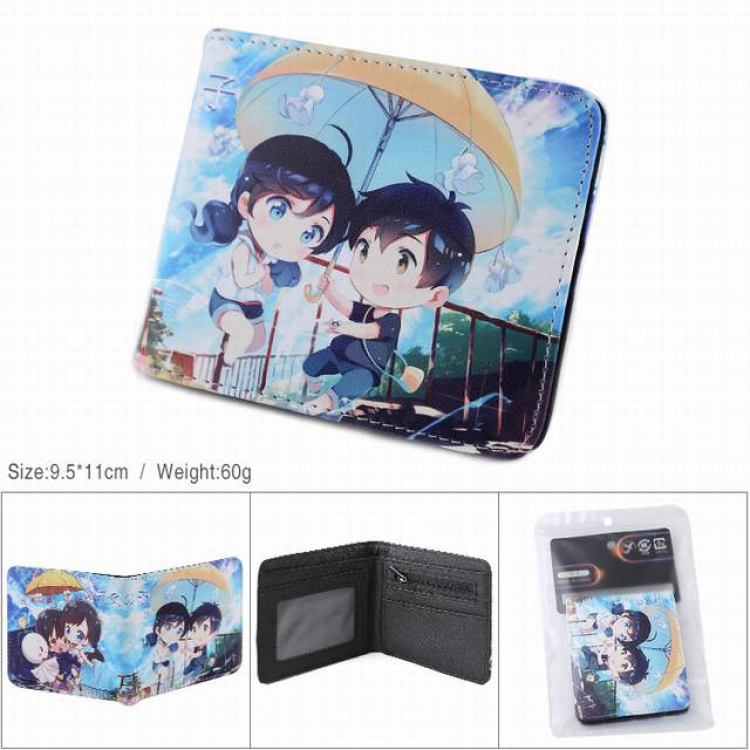 Weathering with you PU full color silk screen two fold short card bag wallet purse 9.5X11CM 60G