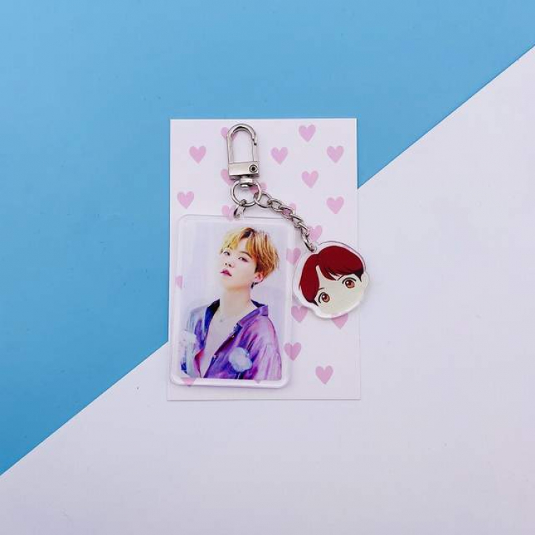 BTS SUGA Cartoon character keychain pendant 7.5X11CM 18G a set price for 5 pcs