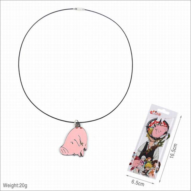 The Seven Deadly Sin Pink pig Necklace pendant 16.5X6.5CM 20G