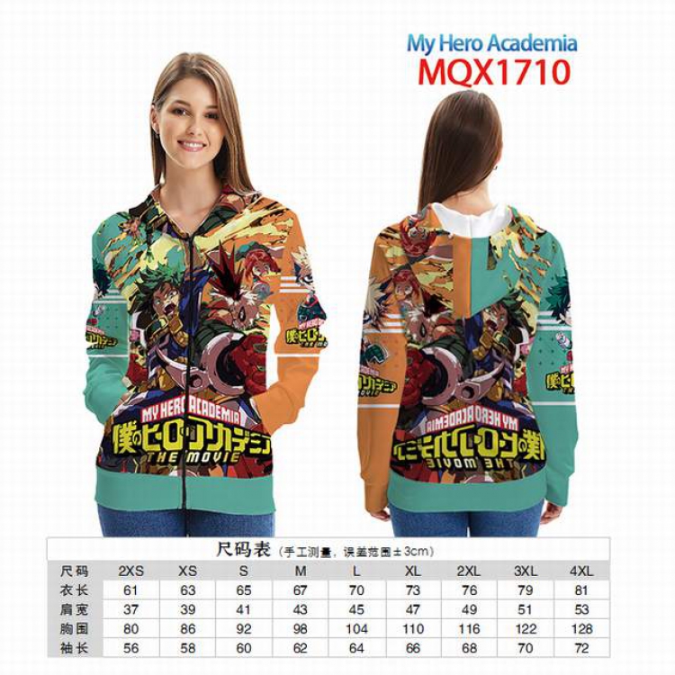 My Hero Academia Full color zipper hooded Patch pocket Coat Hoodie 9 sizes from XXS to 4XL MQX 1710