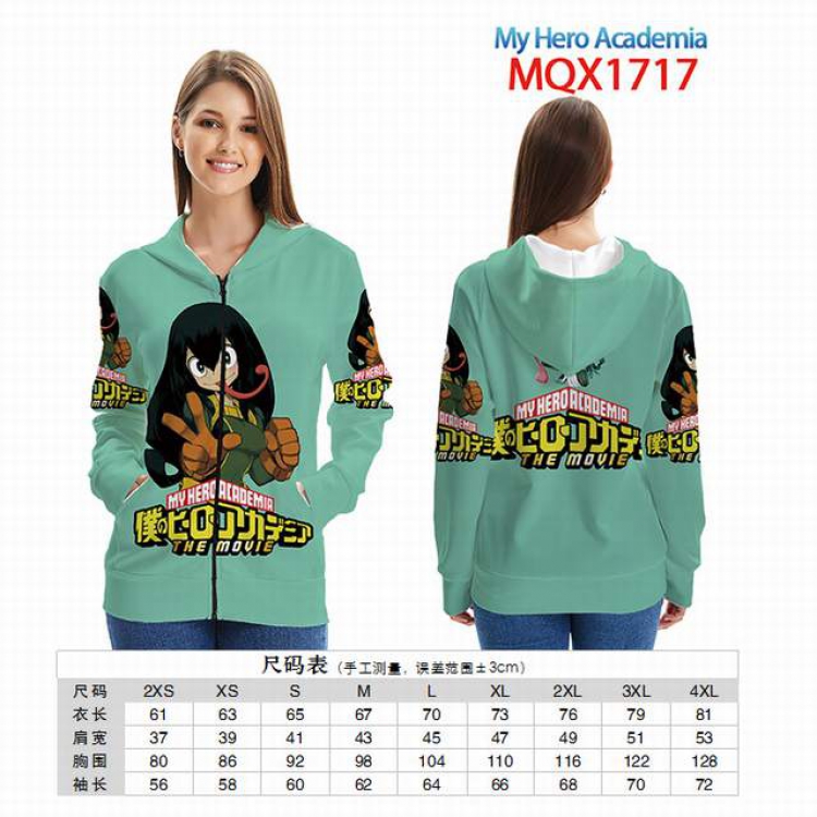 My Hero Academia Full color zipper hooded Patch pocket Coat Hoodie 9 sizes from XXS to 4XL MQX 1717