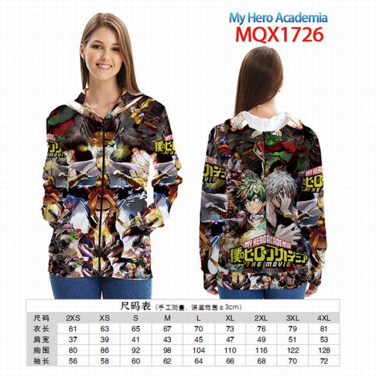 My Hero Academia Full color zipper hooded Patch pocket Coat Hoodie 9 sizes from XXS to 4XL MQX 1726