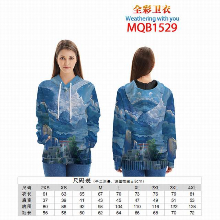 Weathering with you Full color zipper hooded Patch pocket Coat Hoodie 9 sizes from XXS to 4XL MQB1529