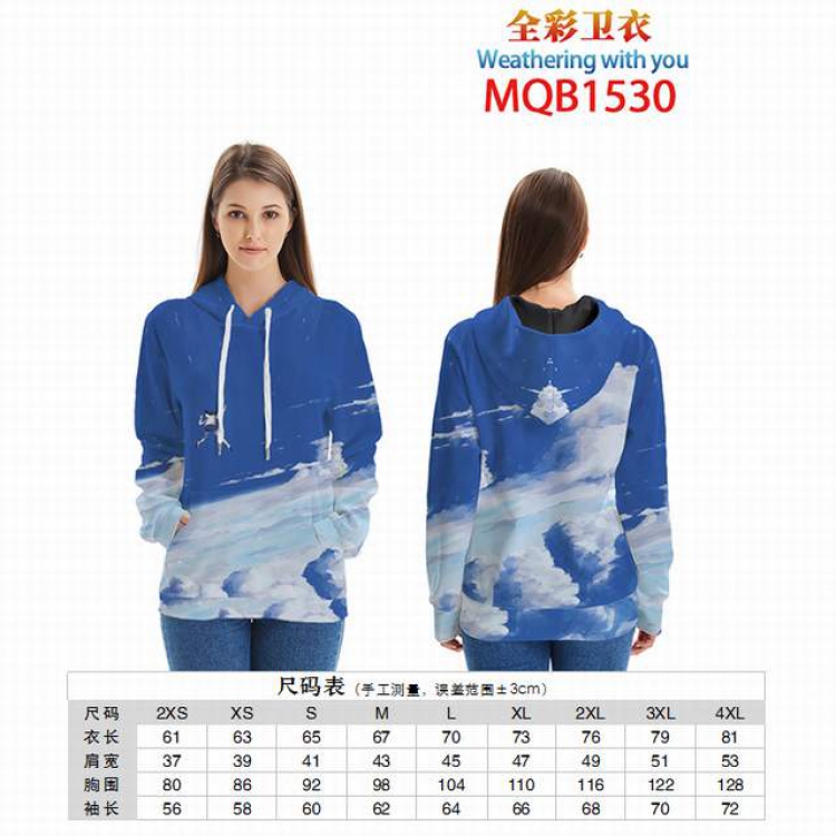Weathering with you Full color zipper hooded Patch pocket Coat Hoodie 9 sizes from XXS to 4XL MQB1530