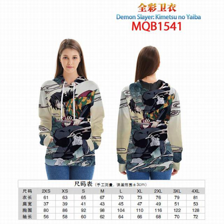 Demon Slayer Kimets Full color zipper hooded Patch pocket Coat Hoodie 9 sizes from XXS to 4XL MQB1541