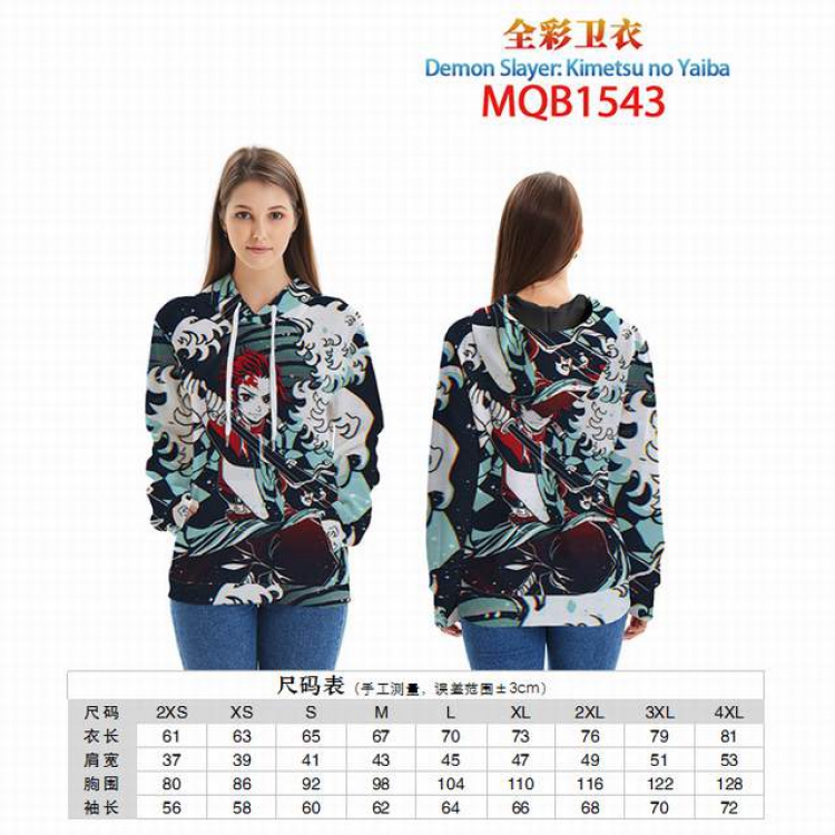 Demon Slayer Kimets Full color zipper hooded Patch pocket Coat Hoodie 9 sizes from XXS to 4XL MQB1543