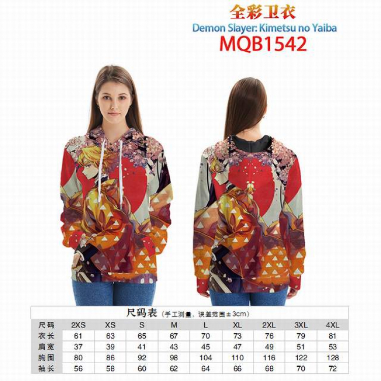 Demon Slayer Kimets Full color zipper hooded Patch pocket Coat Hoodie 9 sizes from XXS to 4XL MQB1542