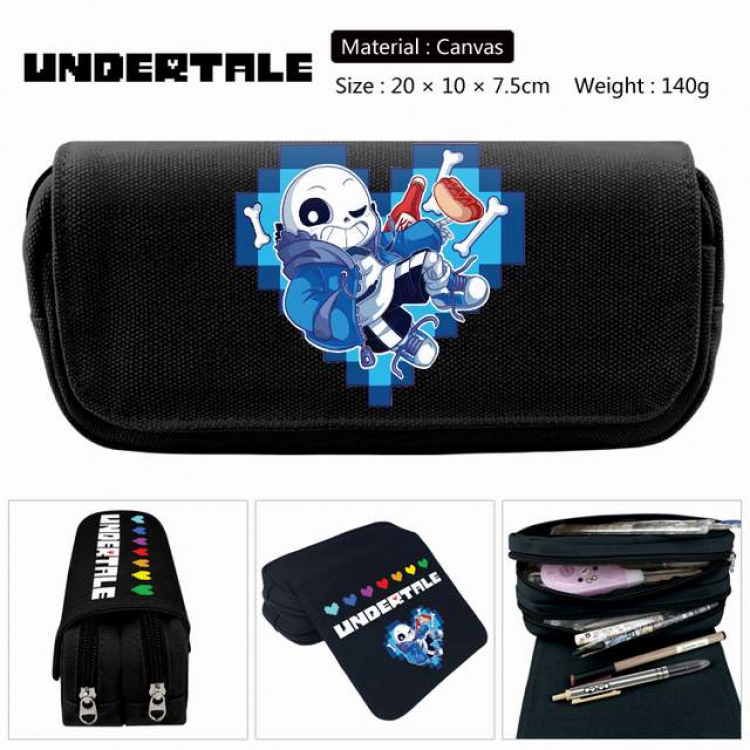 Undertable Anime double layer multifunctional canvas pencil bag stationery box wallet 20X10X7.5CM 140G