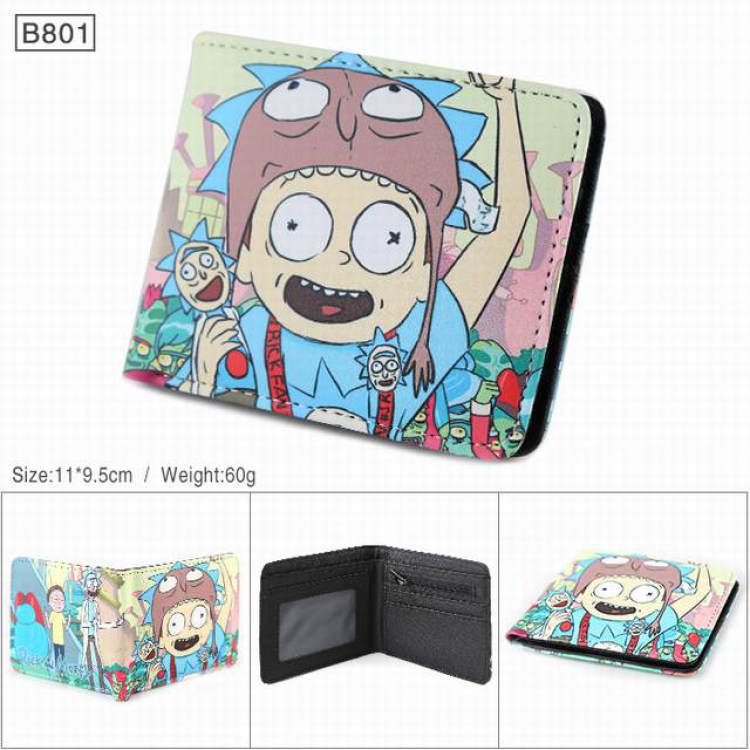 Rick and Morty Full color PU twill two fold short wallet 11X9.5CM 60G-B801