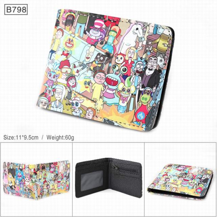Rick and Morty Full color PU twill two fold short wallet 11X9.5CM 60G-B798