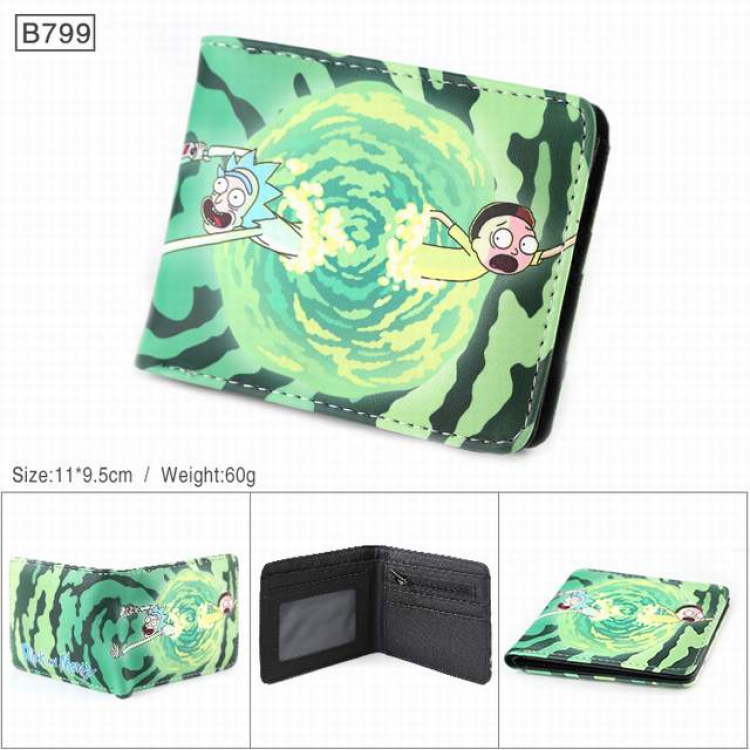 Rick and Morty Full color PU twill two fold short wallet 11X9.5CM 60G-B799