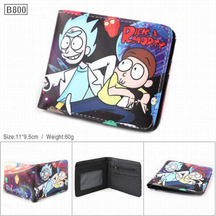 Rick and Morty Full color PU twill two fold short wallet 11X9.5CM 60G-B800