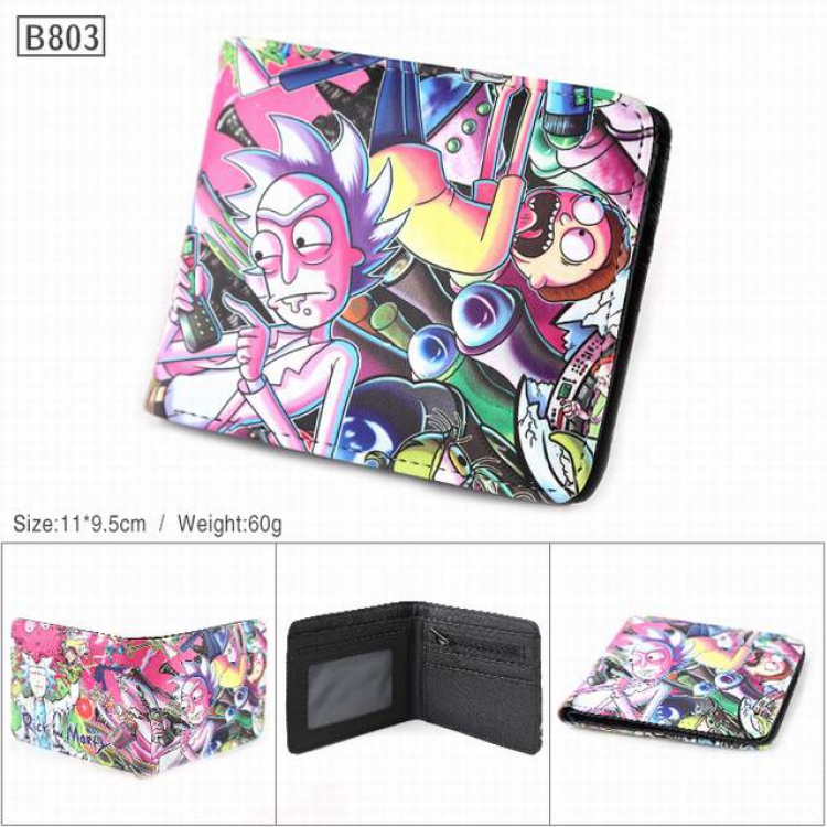 Rick and Morty Full color PU twill two fold short wallet 11X9.5CM 60G-B803