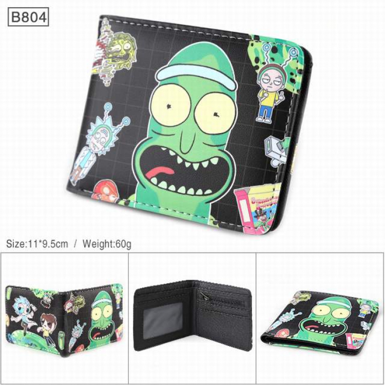 Rick and Morty Full color PU twill two fold short wallet 11X9.5CM 60G-B804