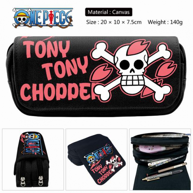 One Piece Burukku Anime double layer multifunctional canvas pencil bag stationery box wallet 20X10X7.5CM 140G Style G