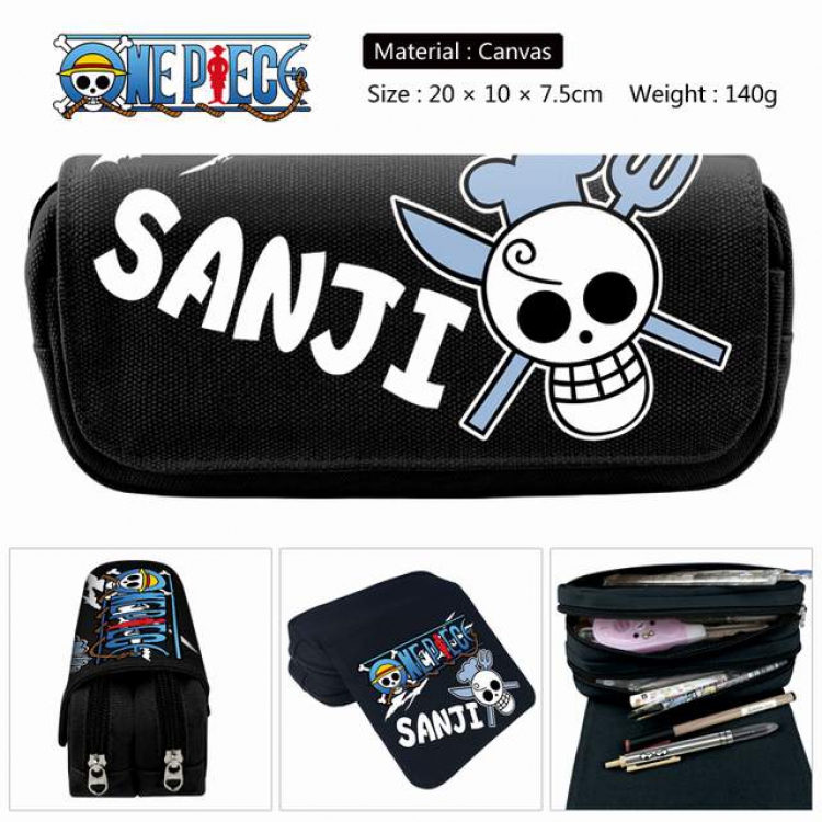 One Piece Burukku Anime double layer multifunctional canvas pencil bag stationery box wallet 20X10X7.5CM 140G Style H