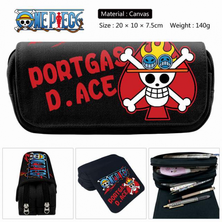 One Piece Burukku Anime double layer multifunctional canvas pencil bag stationery box wallet 20X10X7.5CM 140G Style E