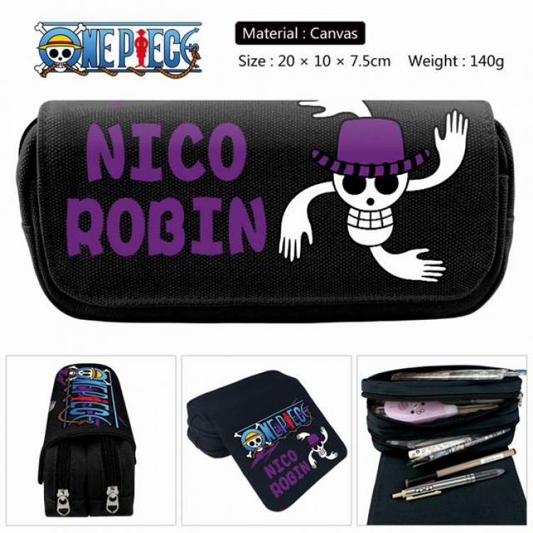 One Piece Burukku Anime double layer multifunctional canvas pencil bag stationery box wallet 20X10X7.5CM 140G Style A
