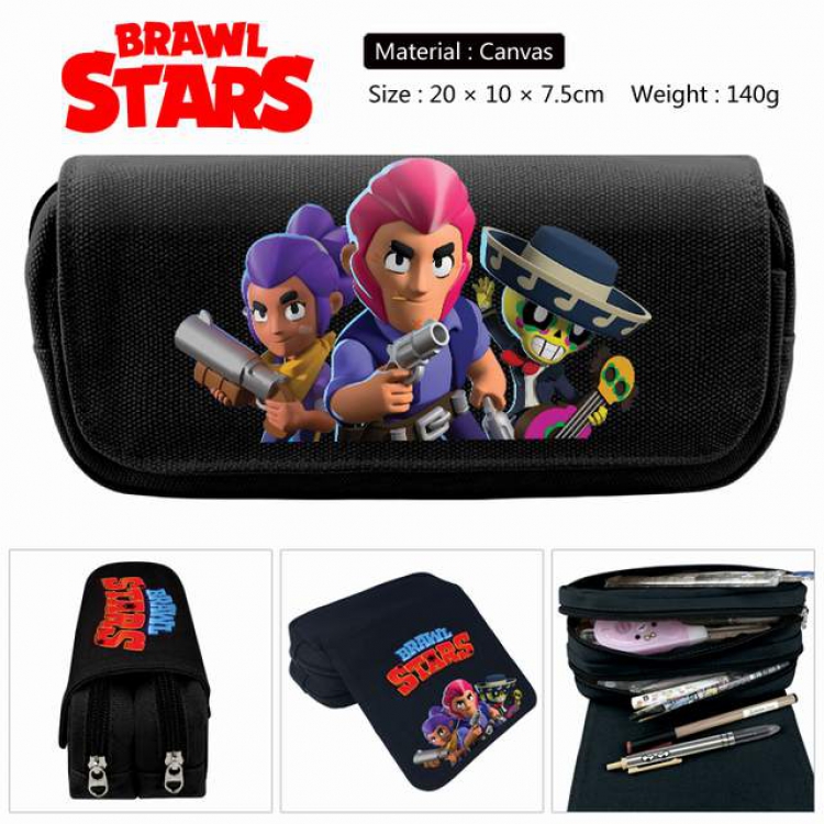 Brawl Stars Anime double layer multifunctional canvas pencil bag stationery box wallet 20X10X7.5CM 140G Style D