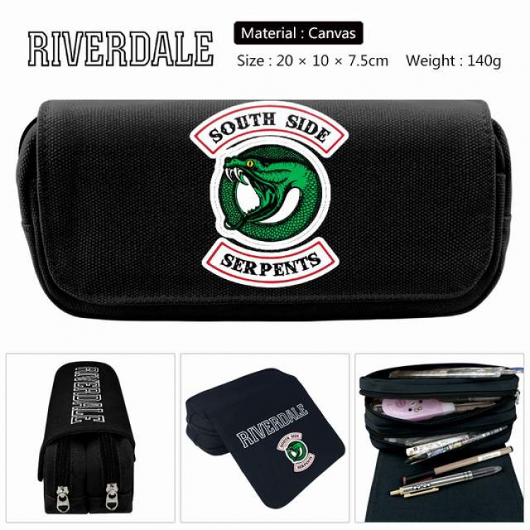 Riverdale Anime double layer multifunctional canvas pencil bag stationery box wallet 20X10X7.5CM 140G Style A