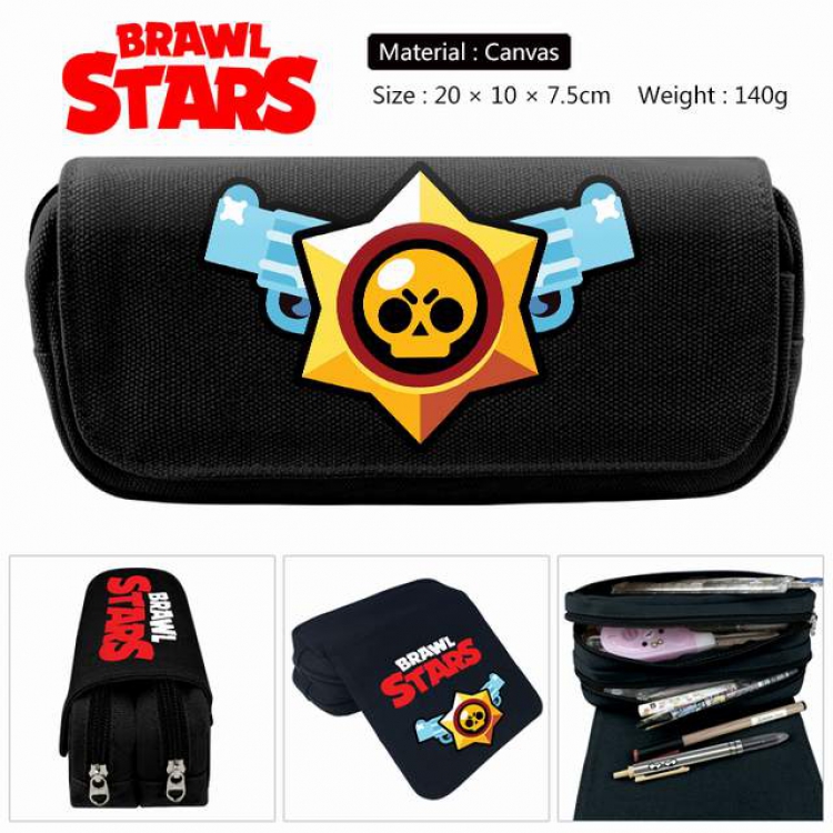 Brawl Stars Anime double layer multifunctional canvas pencil bag stationery box wallet 20X10X7.5CM 140G Style A