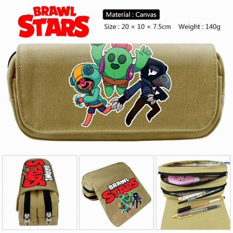 Brawl Stars Anime double layer multifunctional canvas pencil bag stationery box wallet 20X10X7.5CM 140G Style C