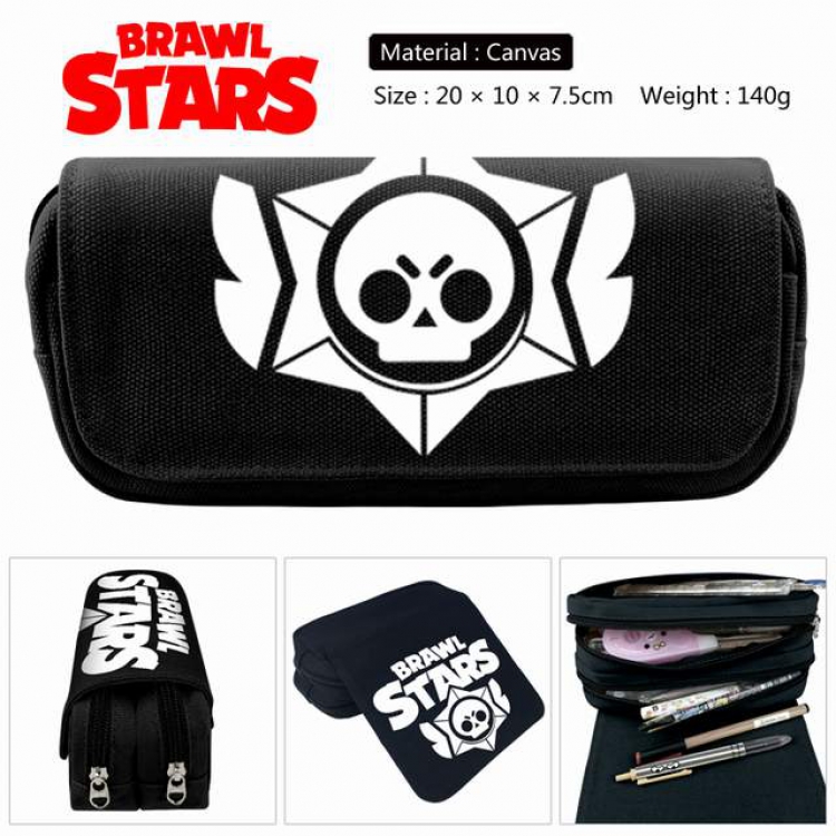 Brawl Stars Anime double layer multifunctional canvas pencil bag stationery box wallet 20X10X7.5CM 140G Style B