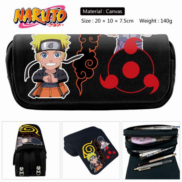 Naruto Anime double layer multifunctional canvas pencil bag stationery box wallet 20X10X7.5CM 140G Style B