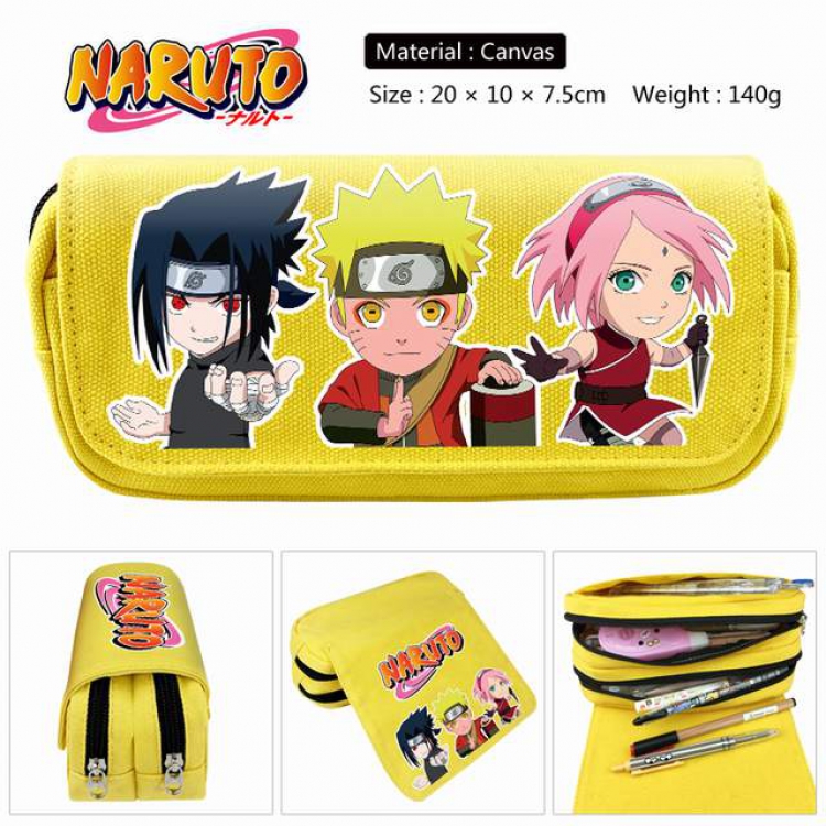 Naruto Anime double layer multifunctional canvas pencil bag stationery box wallet 20X10X7.5CM 140G Style A