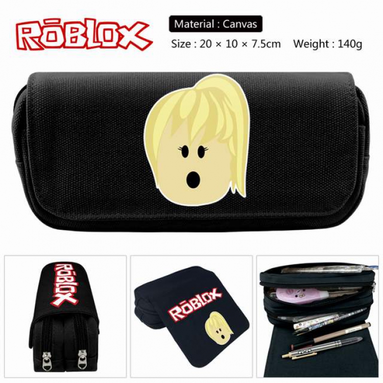 Roblox Anime double layer multifunctional canvas pencil bag stationery box wallet 20X10X7.5CM 140G Style I