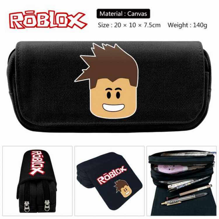 Roblox Anime double layer multifunctional canvas pencil bag stationery box wallet 20X10X7.5CM 140G Style G