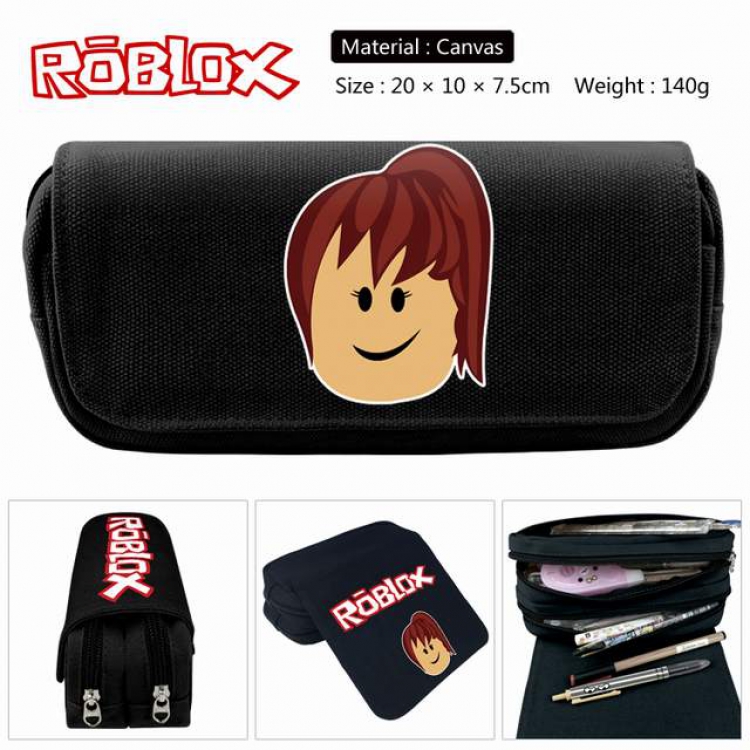 Roblox Anime double layer multifunctional canvas pencil bag stationery box wallet 20X10X7.5CM 140G Style F