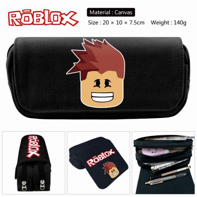 Roblox Anime double layer multifunctional canvas pencil bag stationery box wallet 20X10X7.5CM 140G Style E