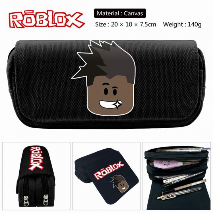 Roblox Anime double layer multifunctional canvas pencil bag stationery box wallet 20X10X7.5CM 140G Style A