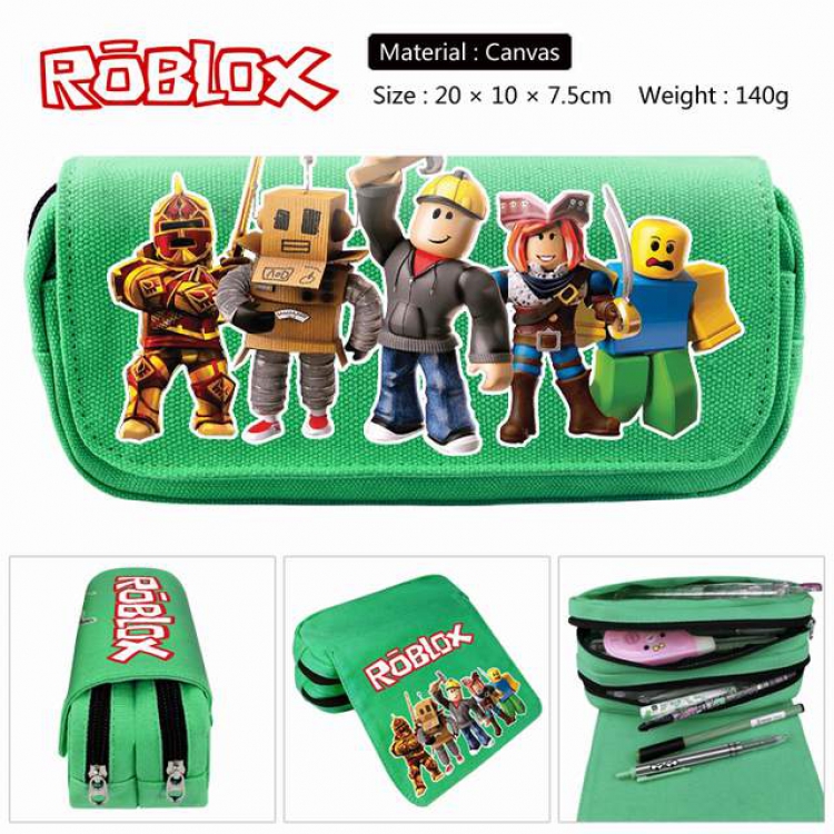 Roblox Anime double layer multifunctional canvas pencil bag stationery box wallet 20X10X7.5CM 140G Style B