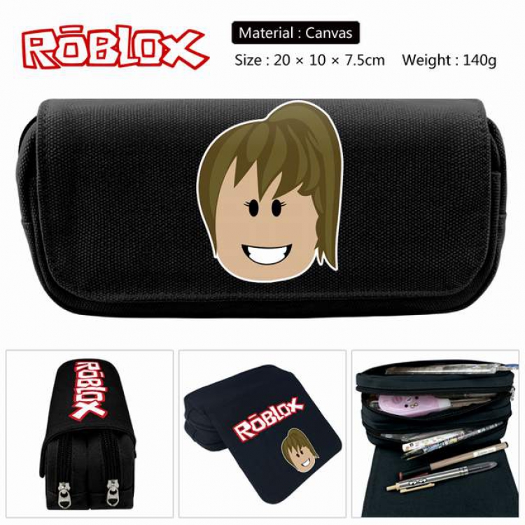 Roblox Anime double layer multifunctional canvas pencil bag stationery box wallet 20X10X7.5CM 140G Style D