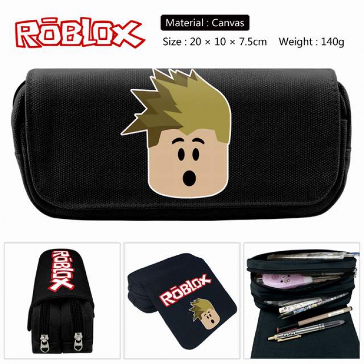 Roblox Anime double layer multifunctional canvas pencil bag stationery box wallet 20X10X7.5CM 140G Style C